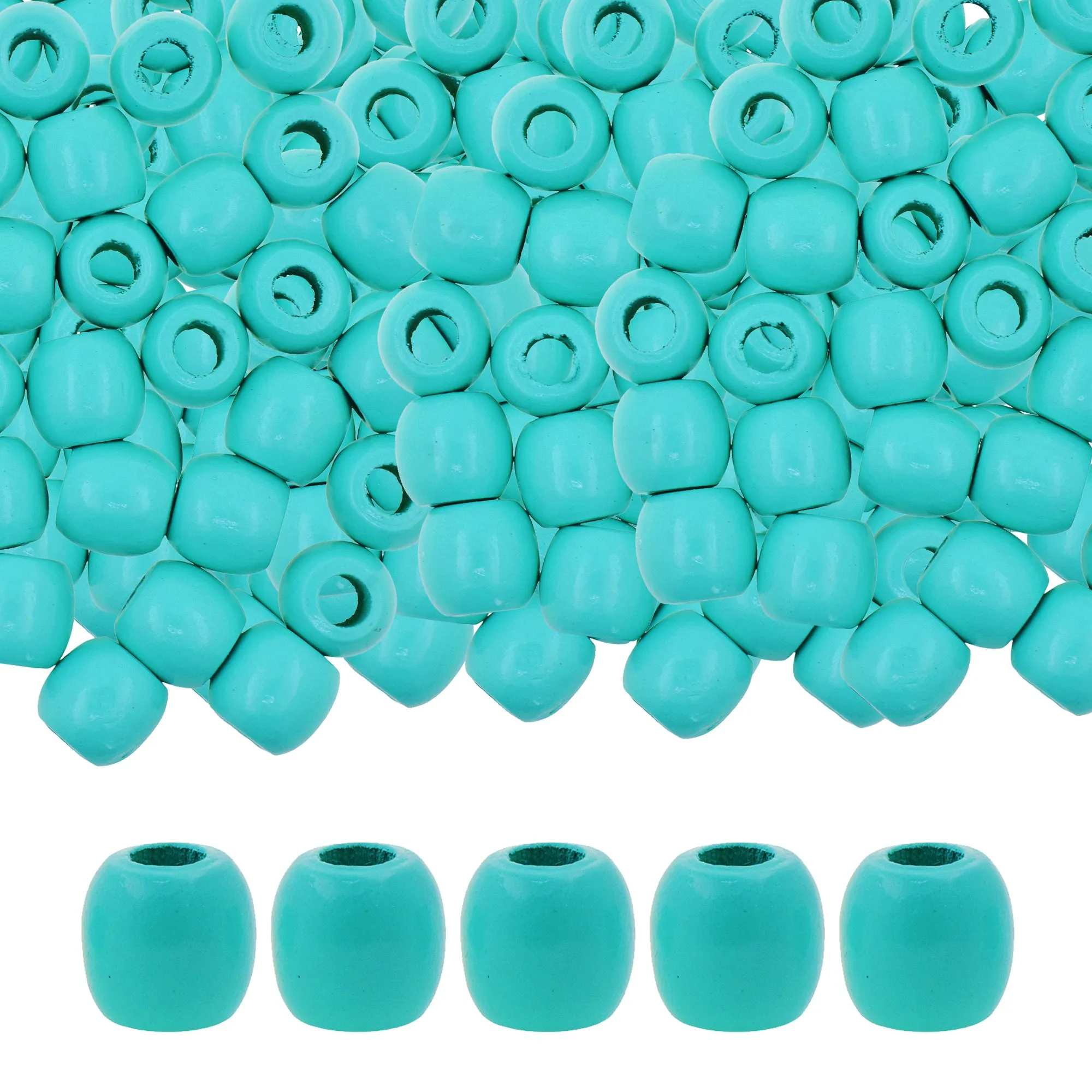 Mandala Crafts Natural Wooden Beads for Crafts Loose Large Hole Wood Beads for Macrame Beads Jewelry Making - Barrel Wood Beads for Hair Beads Braid Dreadlock 17mm 200 PCs