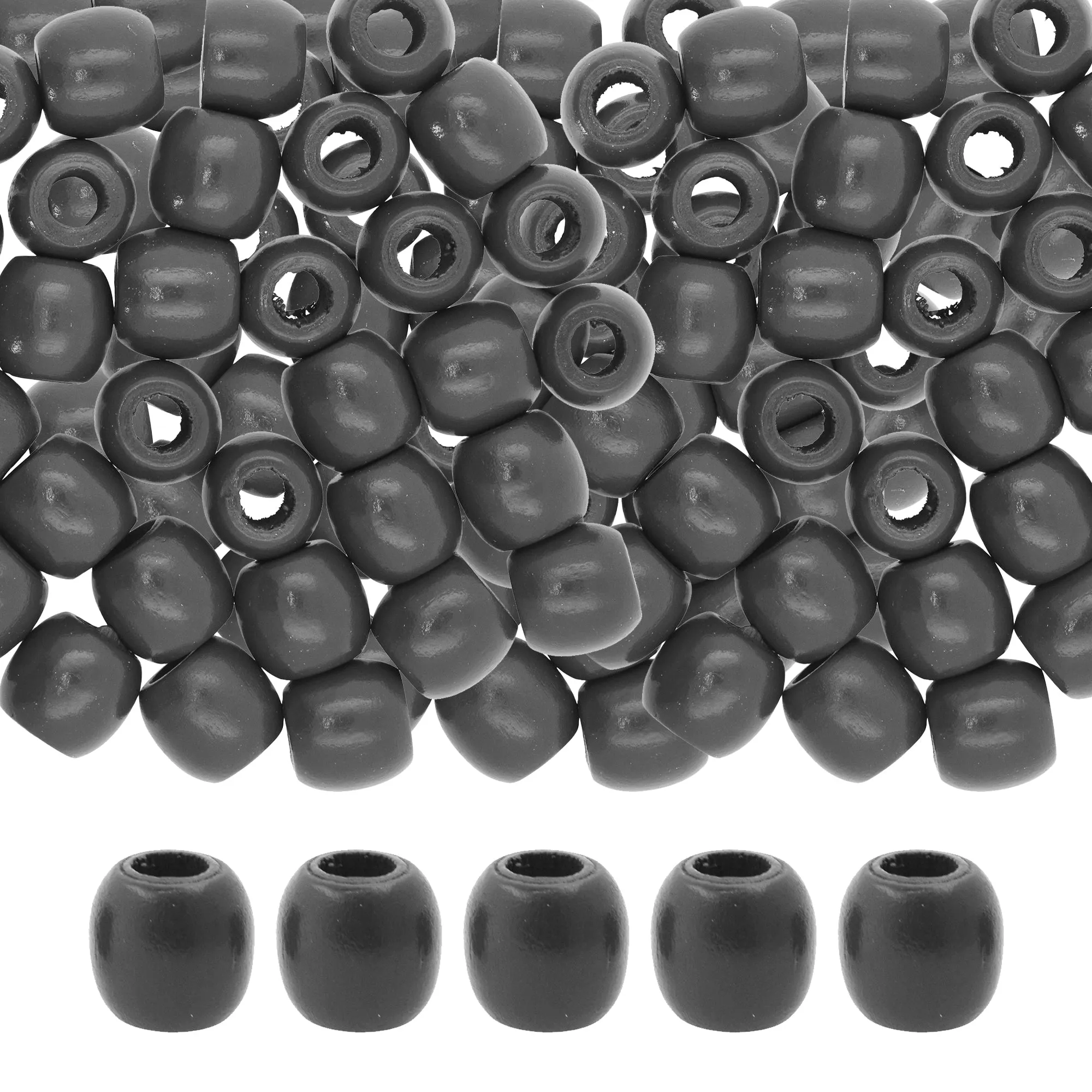 Mandala Crafts Natural Wooden Beads for Crafts Loose Large Hole Wood Beads for Macrame Beads Jewelry Making - Barrel Wood Beads for Hair Beads Braid Dreadlock 17mm 200 PCs