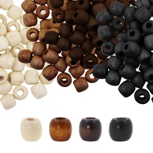 Mandala Crafts Natural Wooden Beads for Crafts Loose Large Hole Wood Beads for Macrame Beads Jewelry Making - Barrel Wood Beads for Hair Beads Braid Dreadlock 17mm 200 PCs