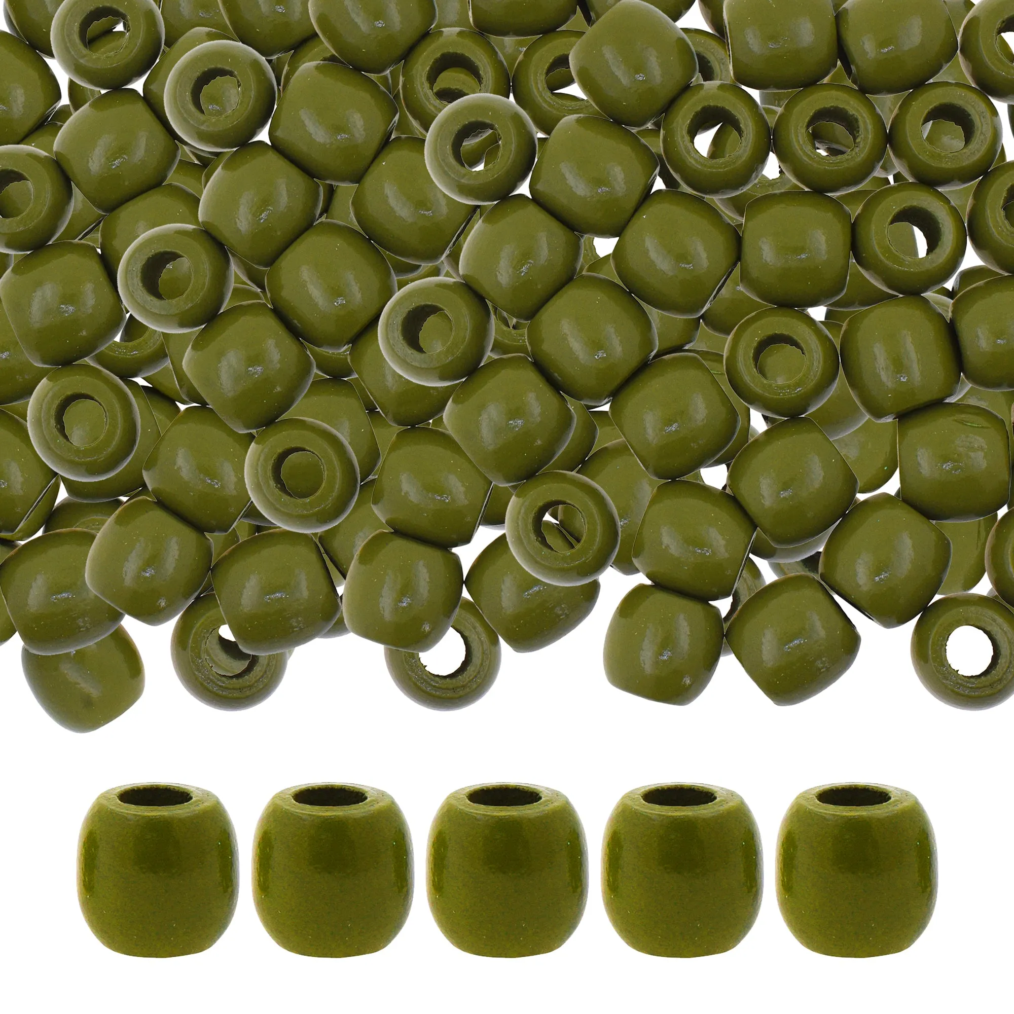 Mandala Crafts Natural Wooden Beads for Crafts Loose Large Hole Wood Beads for Macrame Beads Jewelry Making - Barrel Wood Beads for Hair Beads Braid Dreadlock 17mm 200 PCs