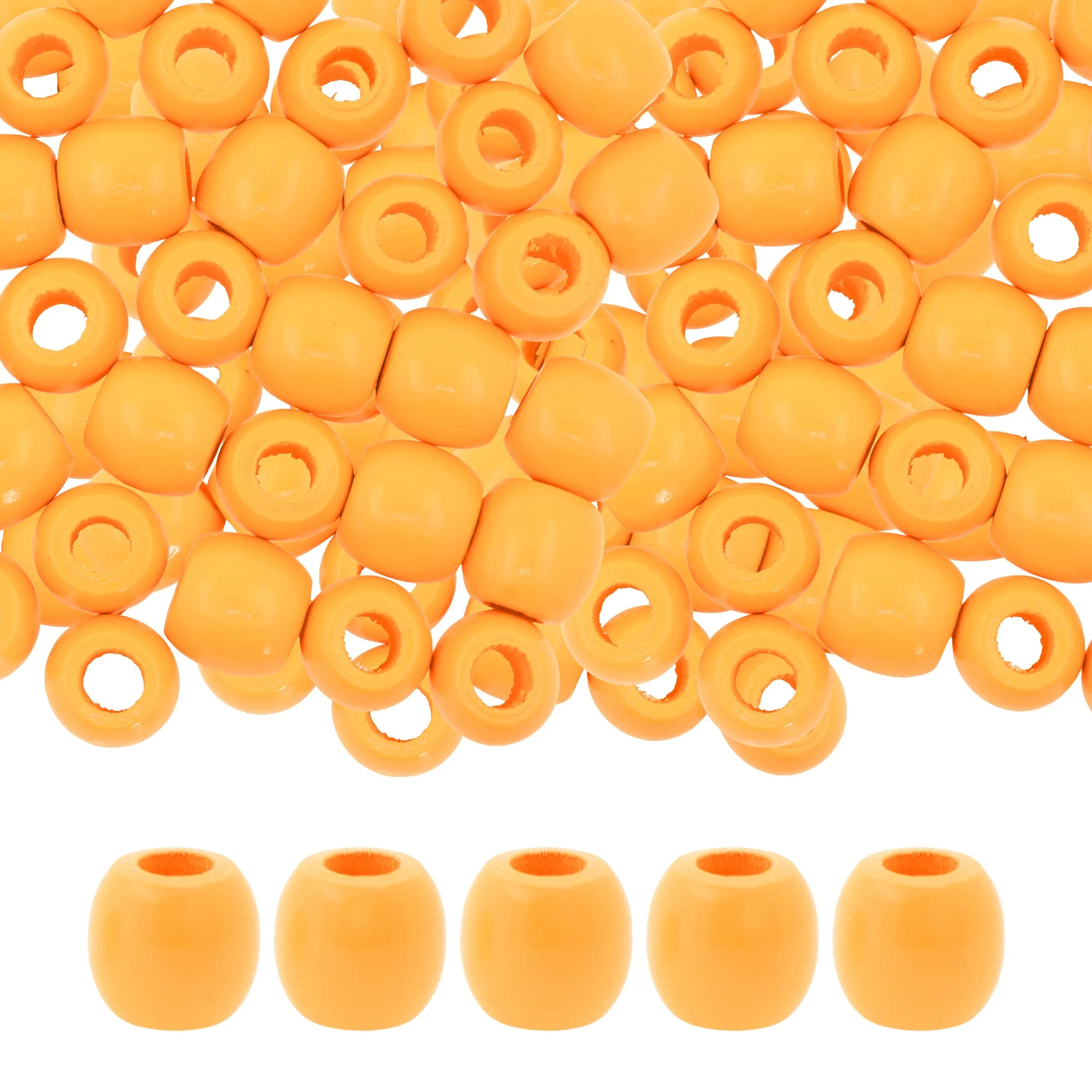 Mandala Crafts Natural Wooden Beads for Crafts Loose Large Hole Wood Beads for Macrame Beads Jewelry Making - Barrel Wood Beads for Hair Beads Braid Dreadlock 17mm 200 PCs