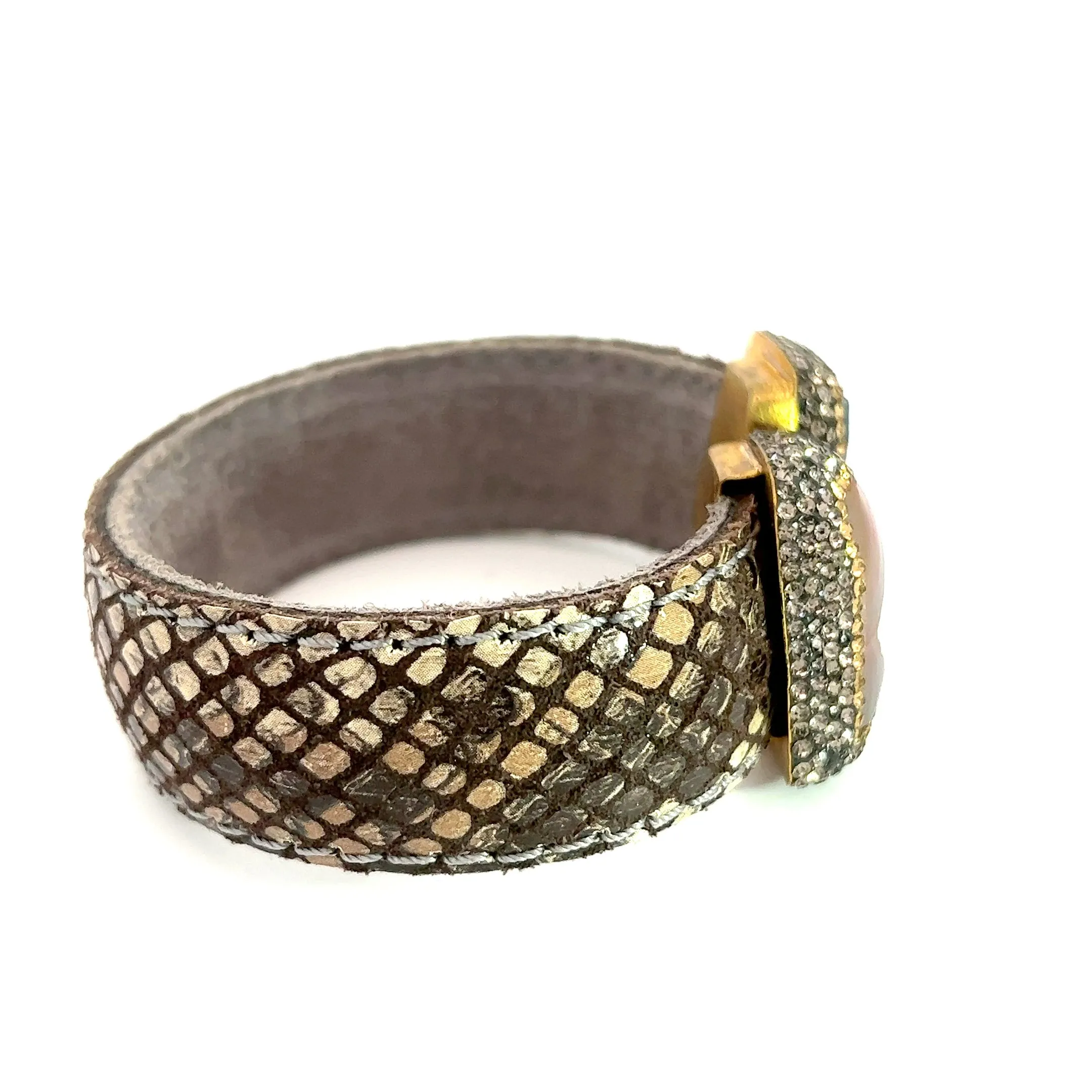 Medium Splendor Gemstone Leather Cuff Bracelet