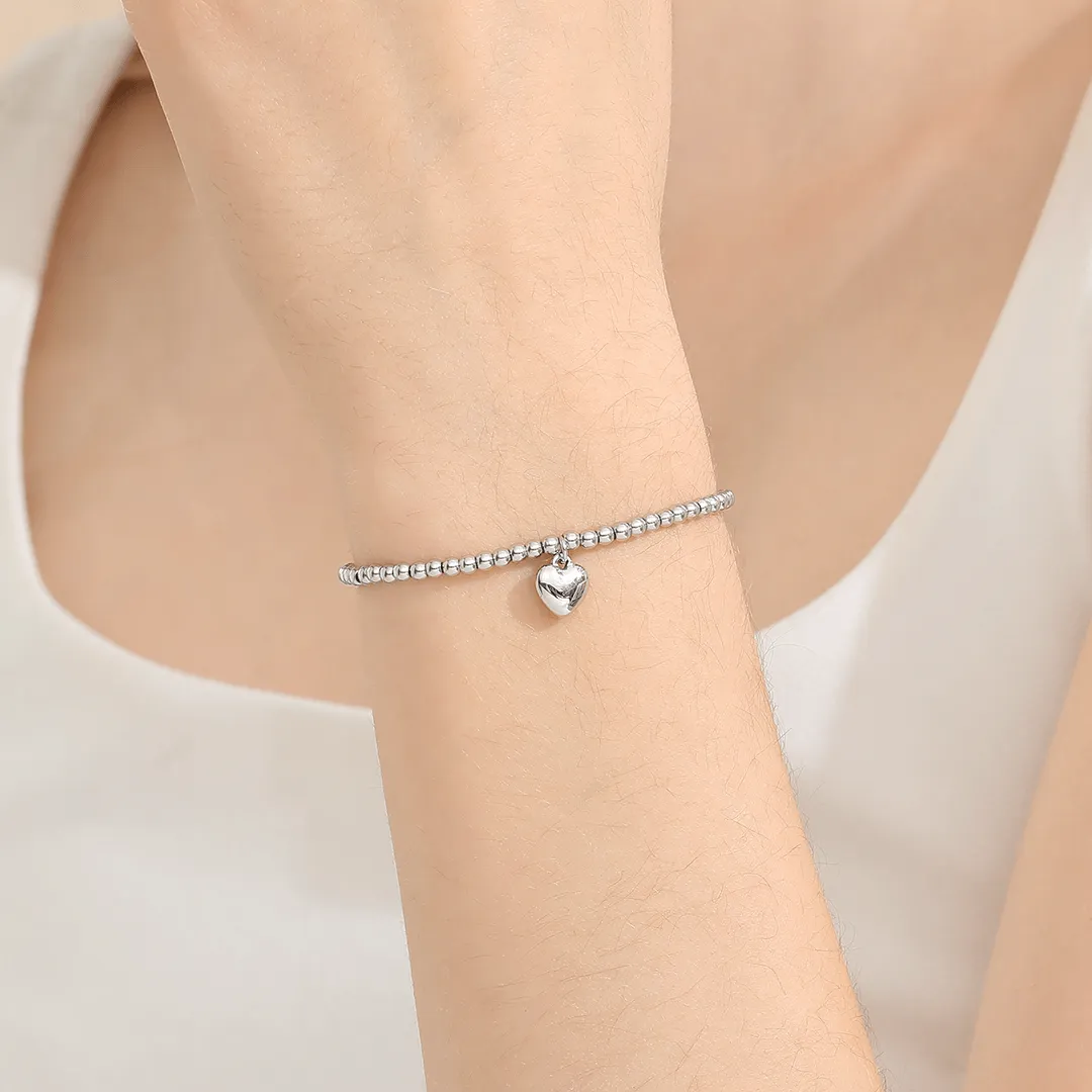 Memories: "THANK YOU" | Heart Bracelet | White Gold-Plated