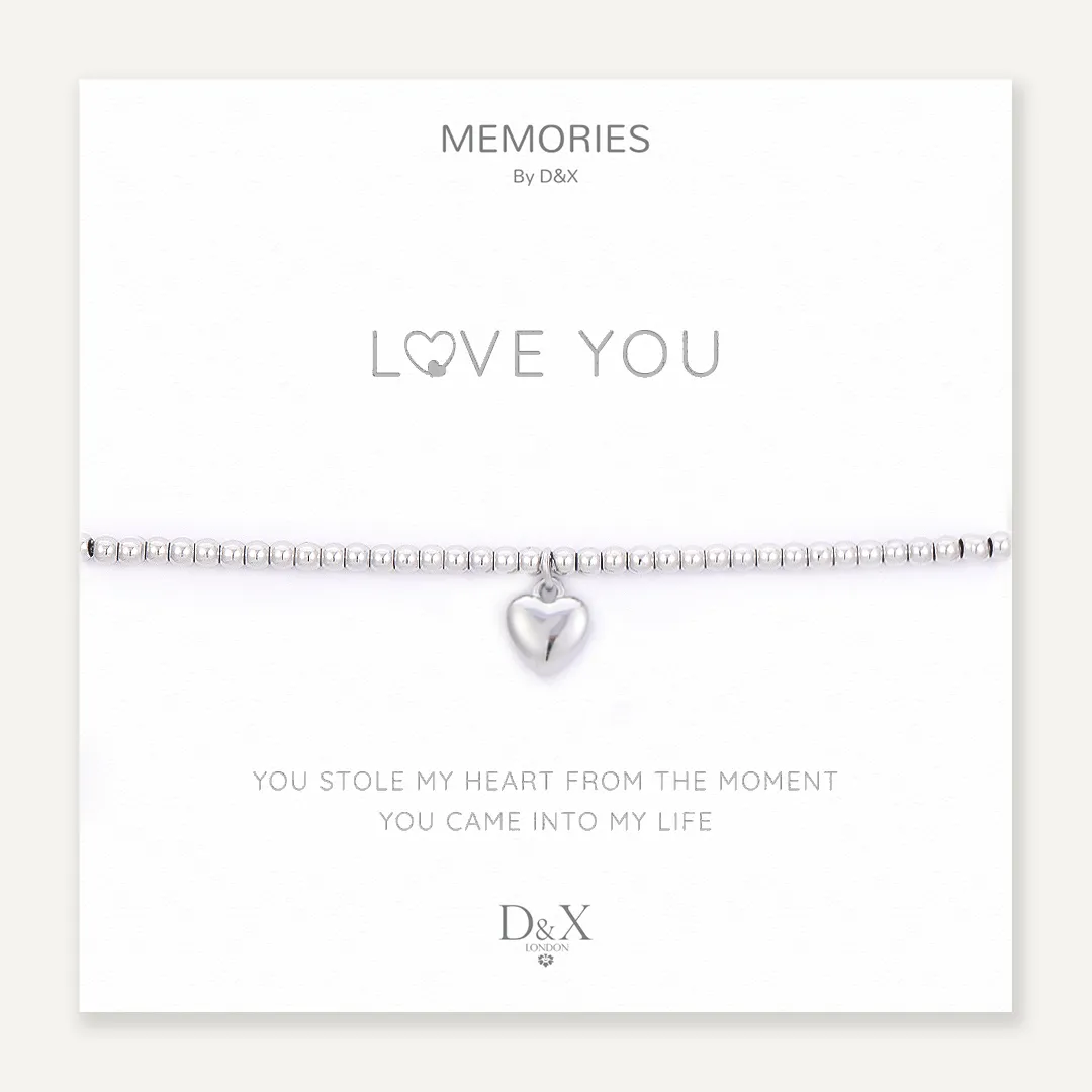 Memories: "THANK YOU" | Heart Bracelet | White Gold-Plated