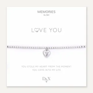 Memories: "THANK YOU" | Heart Bracelet | White Gold-Plated