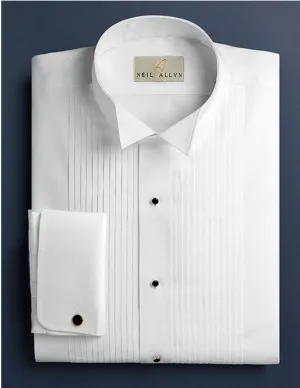 Mens Classic Cotton Wing Collar French Cuff Tuxedo Shirt in White