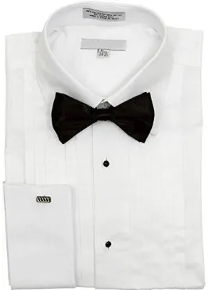 Mens White French Cuff Laydown Collar Tuxedo Shirt
