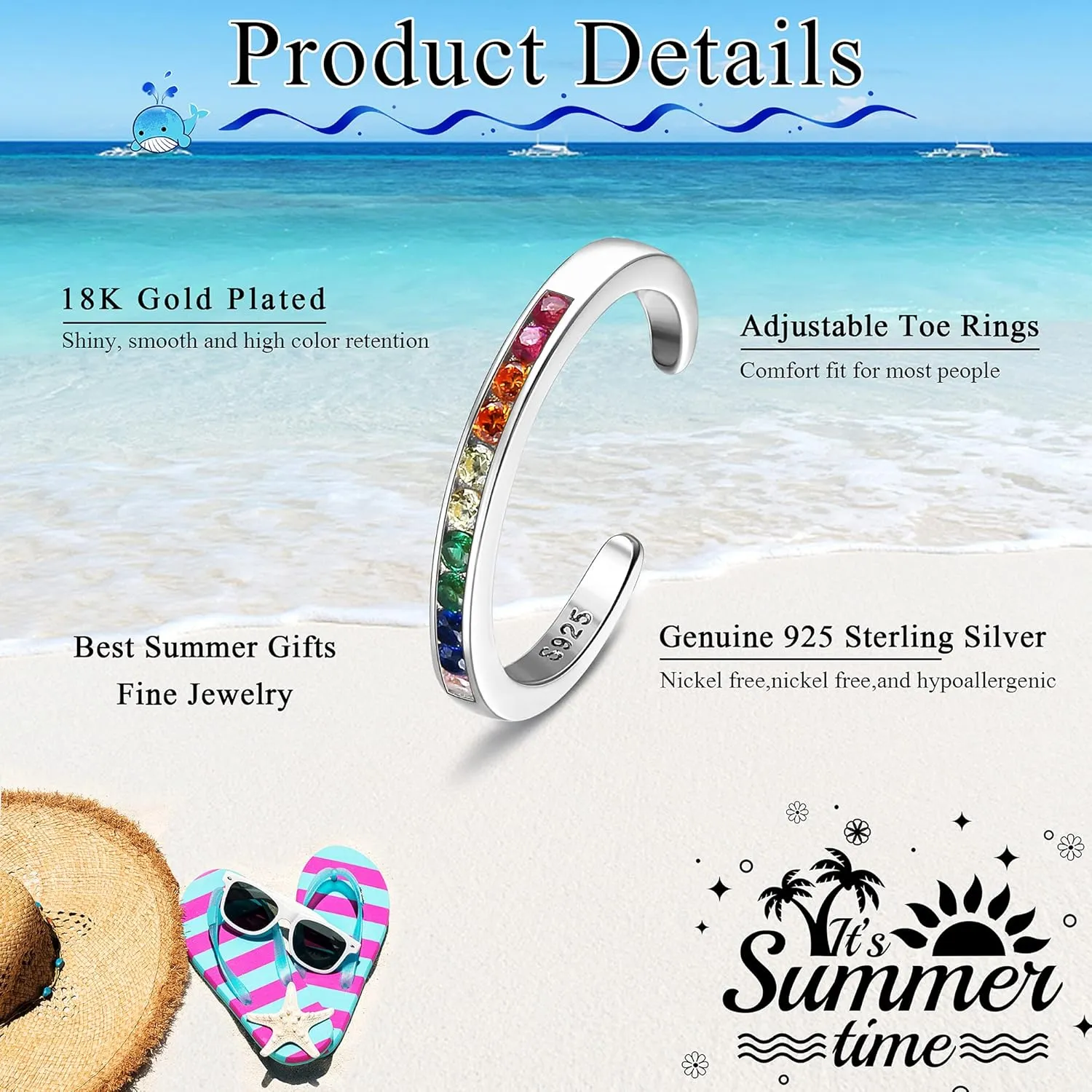 Milacolato 925 Sterling Silver Toe Rings for Women 18K White Gold Plated Arrow Heart Infinity Vintage Celtic Knot Teardrop Daisy Flower Stylish Toe Rings Adjustable Toe Band Rings Summer Beach Foot Jewelry