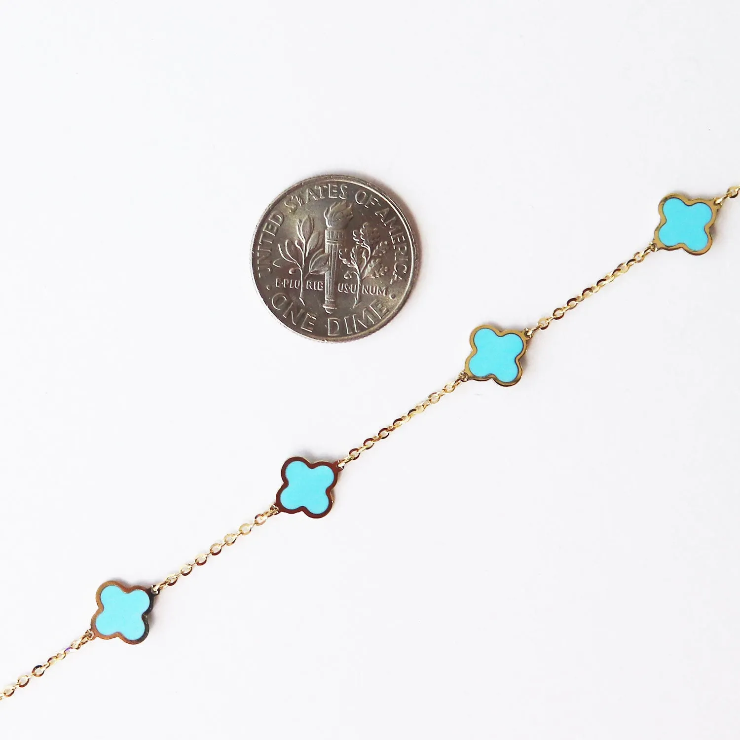 Mini Turquoise Clover Necklace