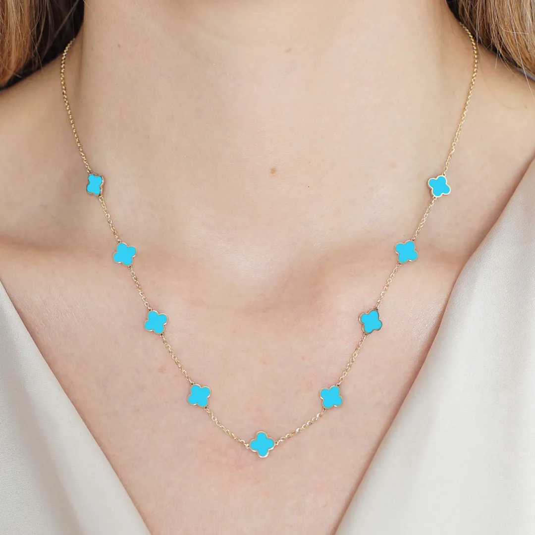 Mini Turquoise Clover Necklace