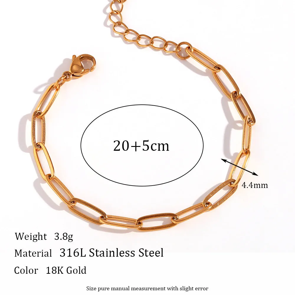 Minimalist Women Geometric Stainless Steel 18K Gold Plated Anklets