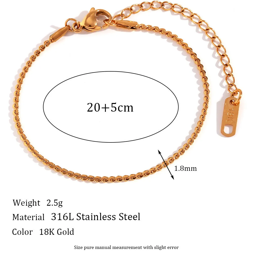 Minimalist Women Geometric Stainless Steel 18K Gold Plated Anklets