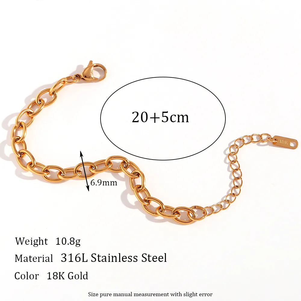Minimalist Women Geometric Stainless Steel 18K Gold Plated Anklets