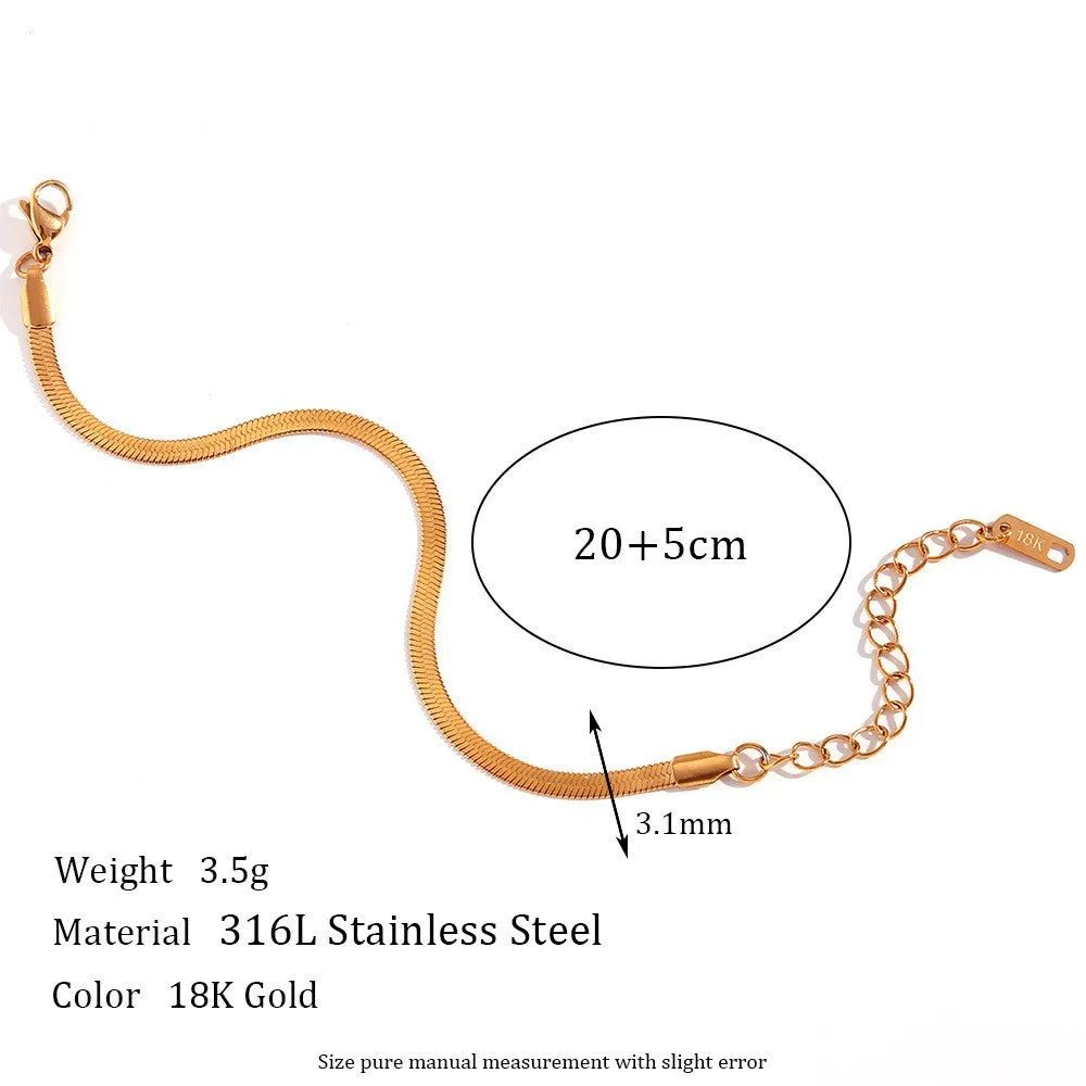 Minimalist Women Geometric Stainless Steel 18K Gold Plated Anklets