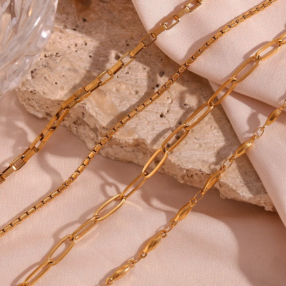 Minimalist Women Geometric Stainless Steel 18K Gold Plated Anklets