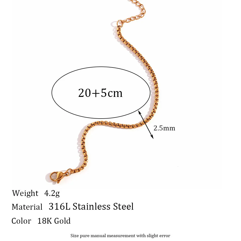 Minimalist Women Geometric Stainless Steel 18K Gold Plated Anklets