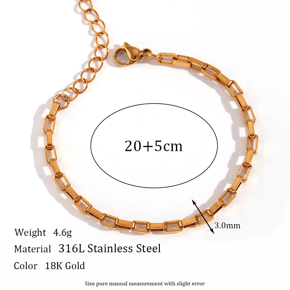 Minimalist Women Geometric Stainless Steel 18K Gold Plated Anklets