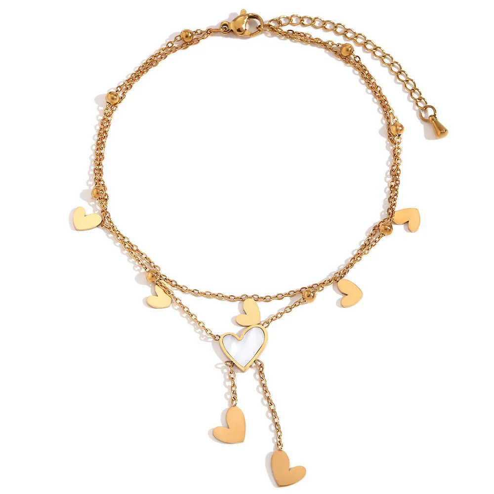 Minimalist Women Heart 18K Gold Plated Anklets
