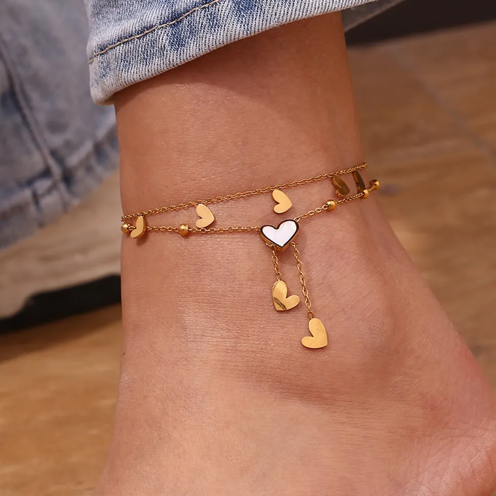 Minimalist Women Heart 18K Gold Plated Anklets
