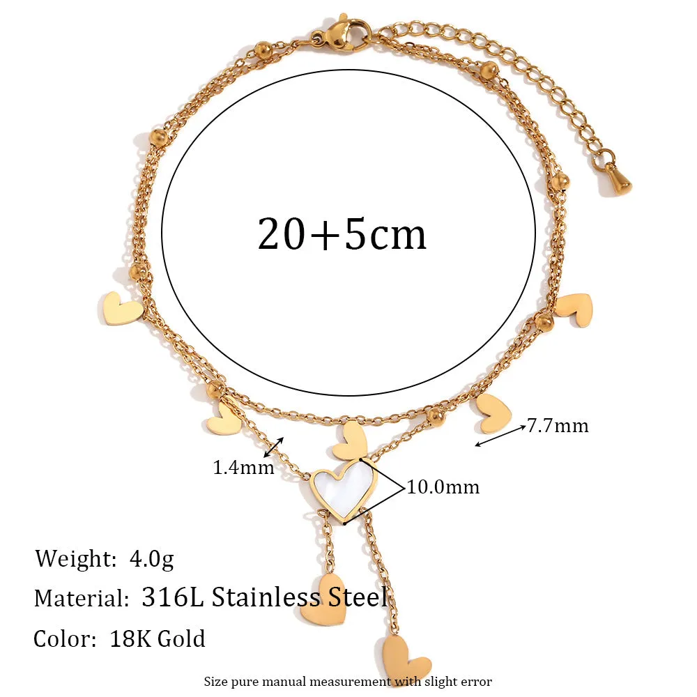 Minimalist Women Heart 18K Gold Plated Anklets