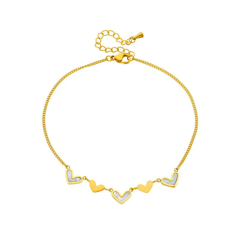 Minimalist Women Heart Titanium Steel Anklets