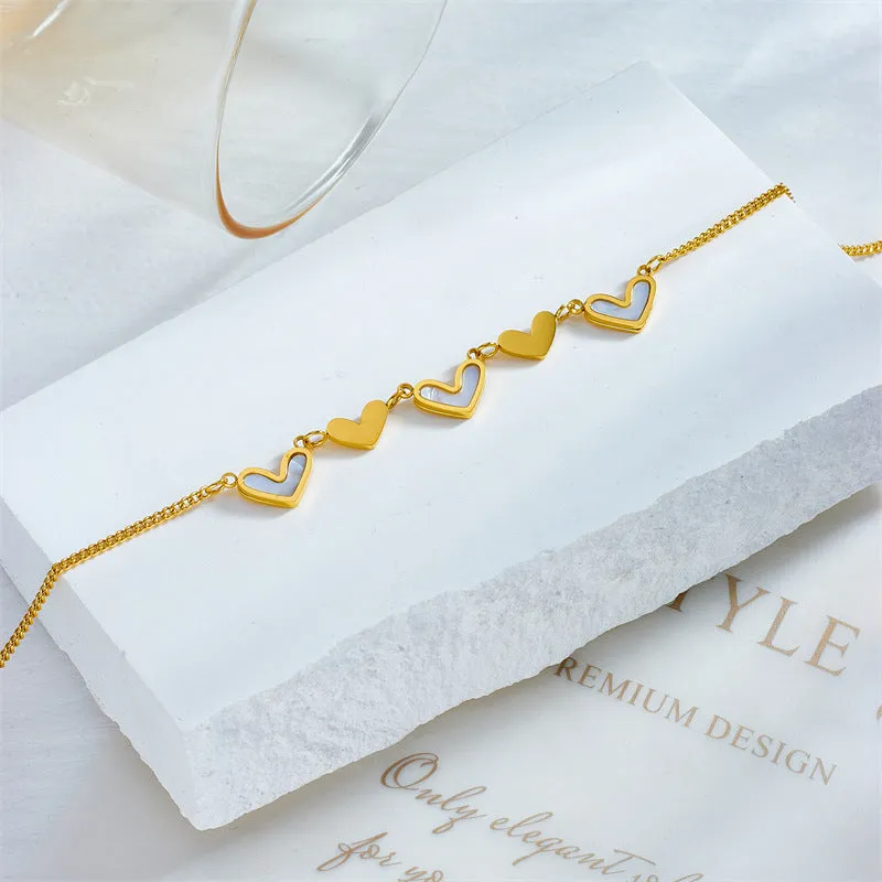 Minimalist Women Heart Titanium Steel Anklets