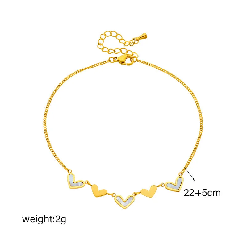 Minimalist Women Heart Titanium Steel Anklets