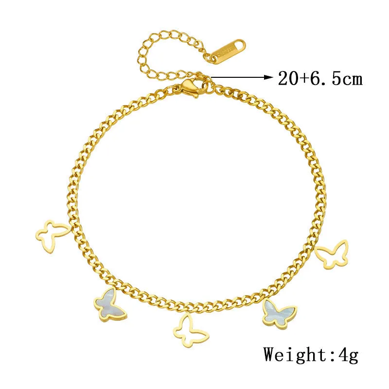 Minimalist Women Insect Titanium Steel Anklets