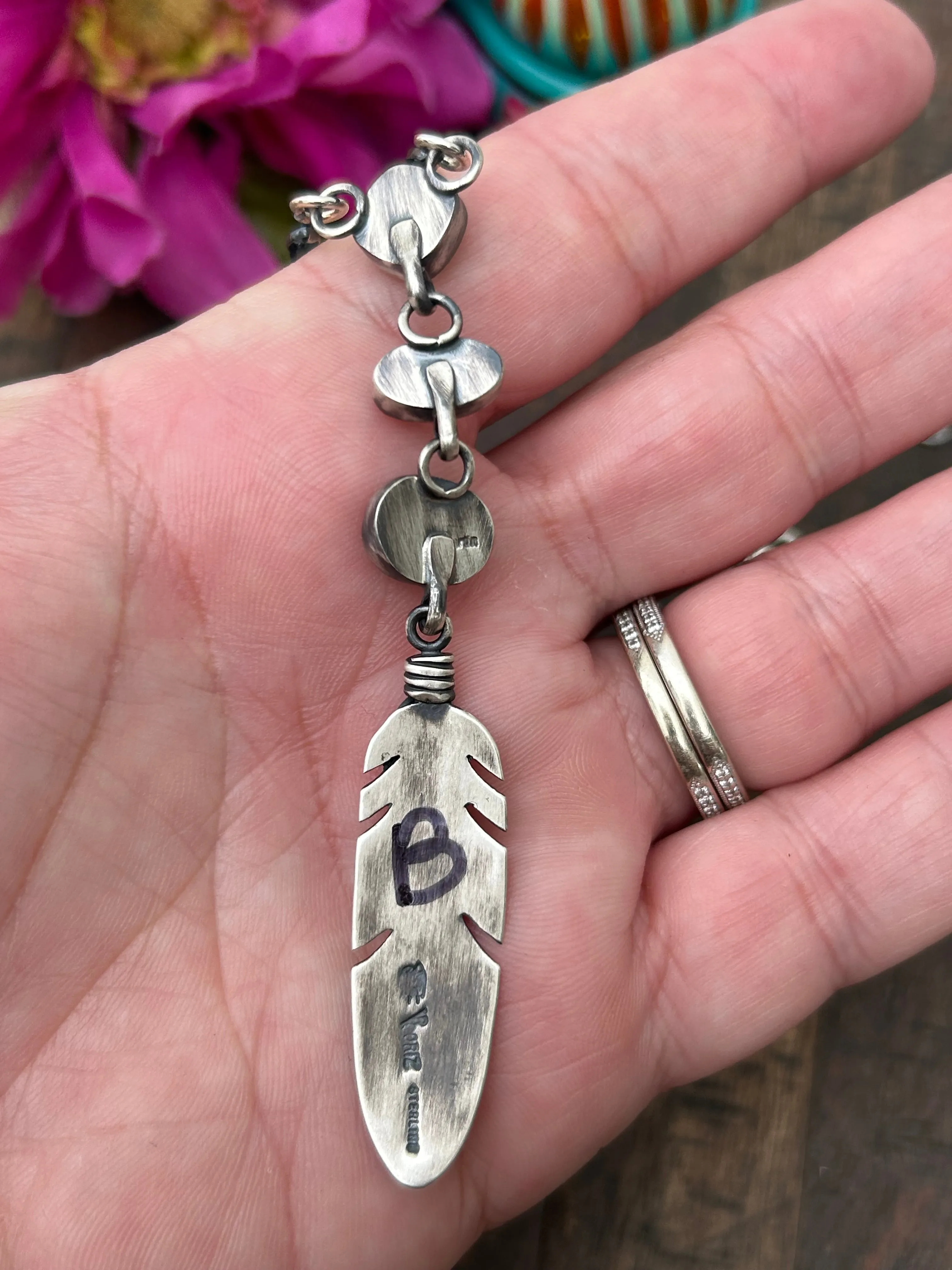Multi Color Feather Necklace- B