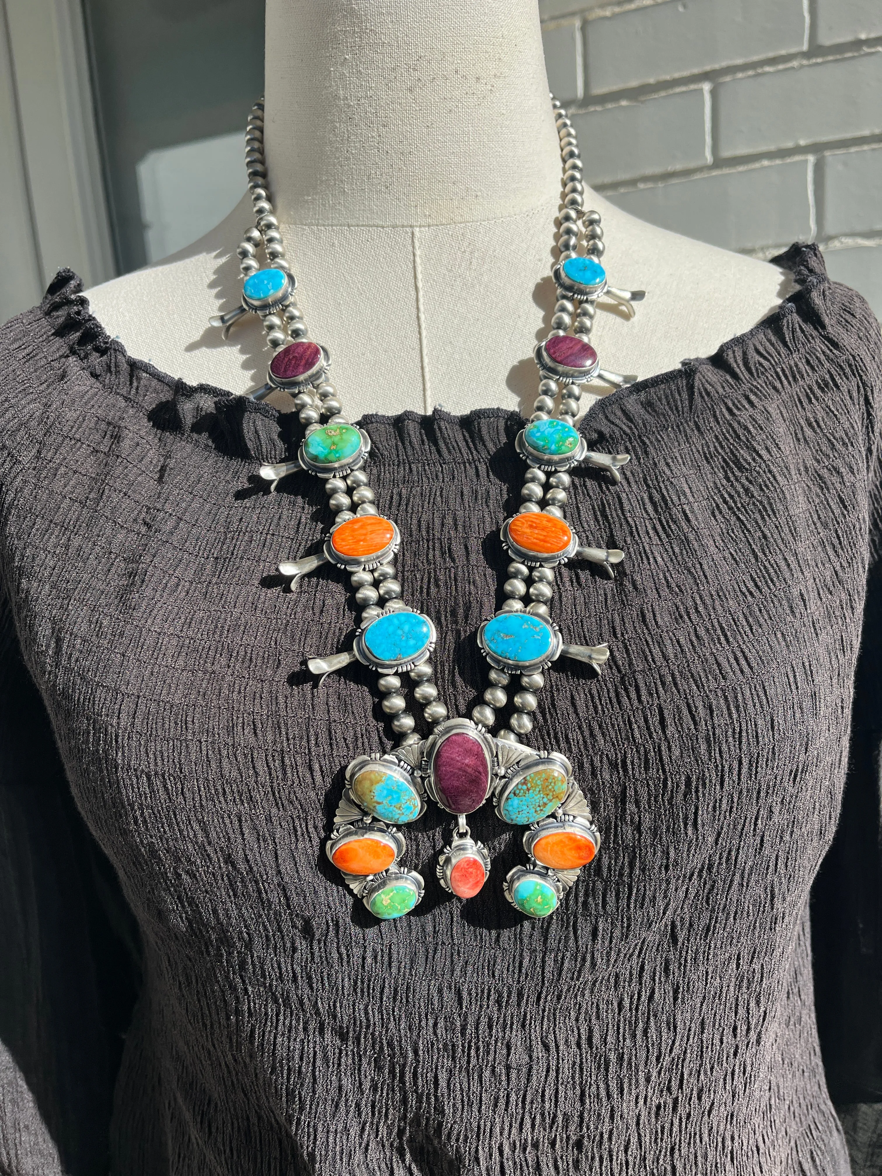 Multi Stone Squash Blossom Set