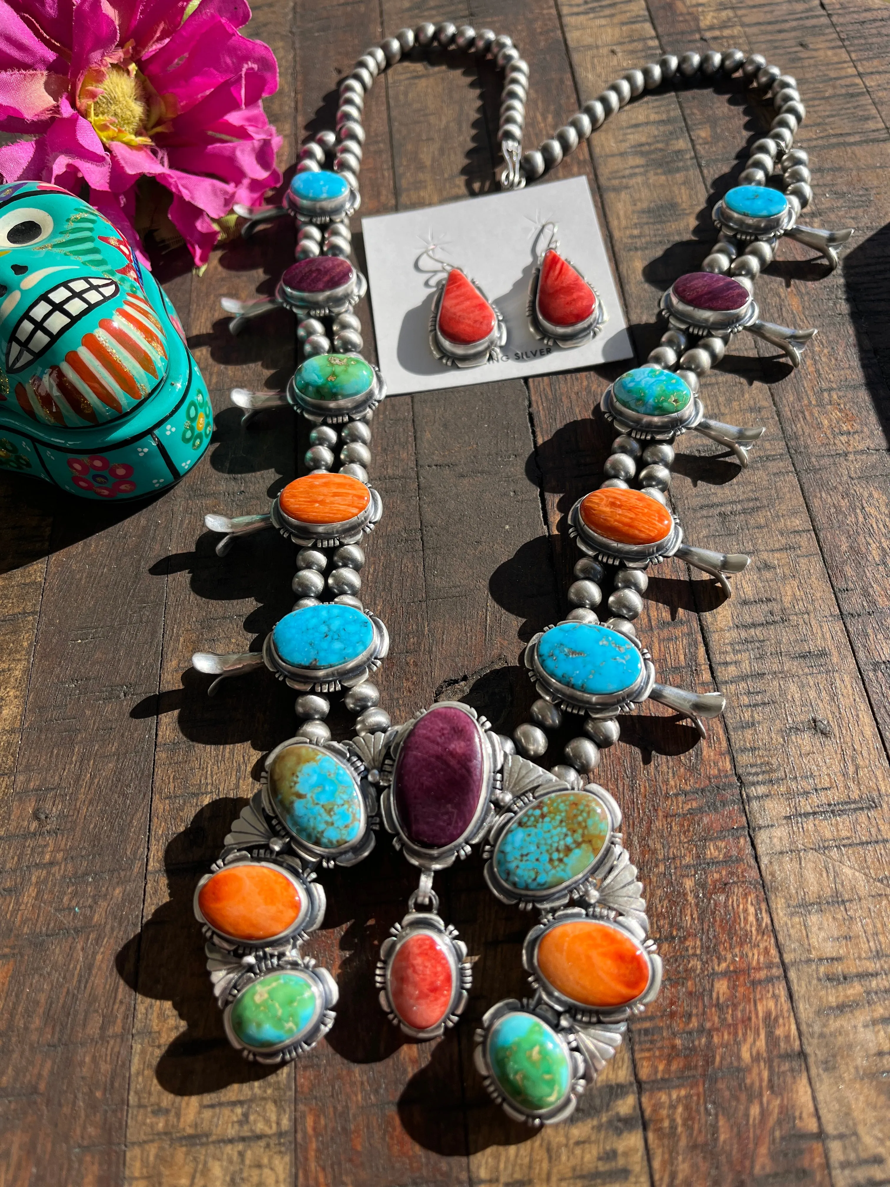 Multi Stone Squash Blossom Set