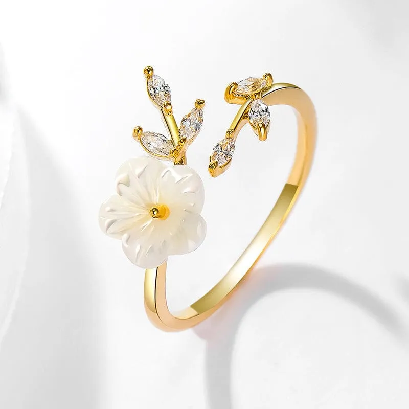 Natural Pearl Shell Flower Ring
