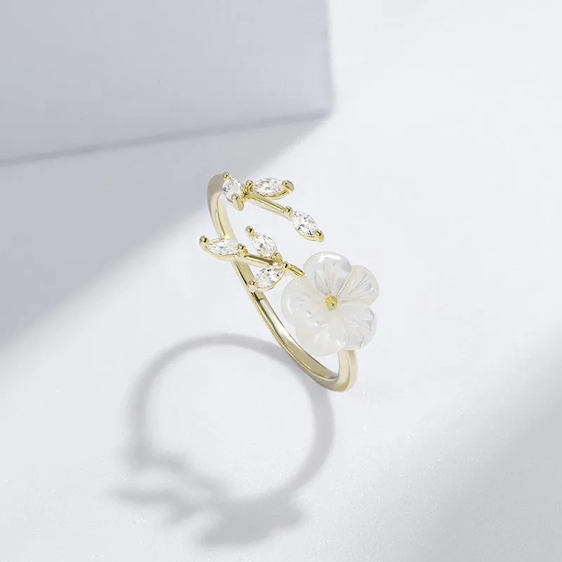 Natural Pearl Shell Flower Ring