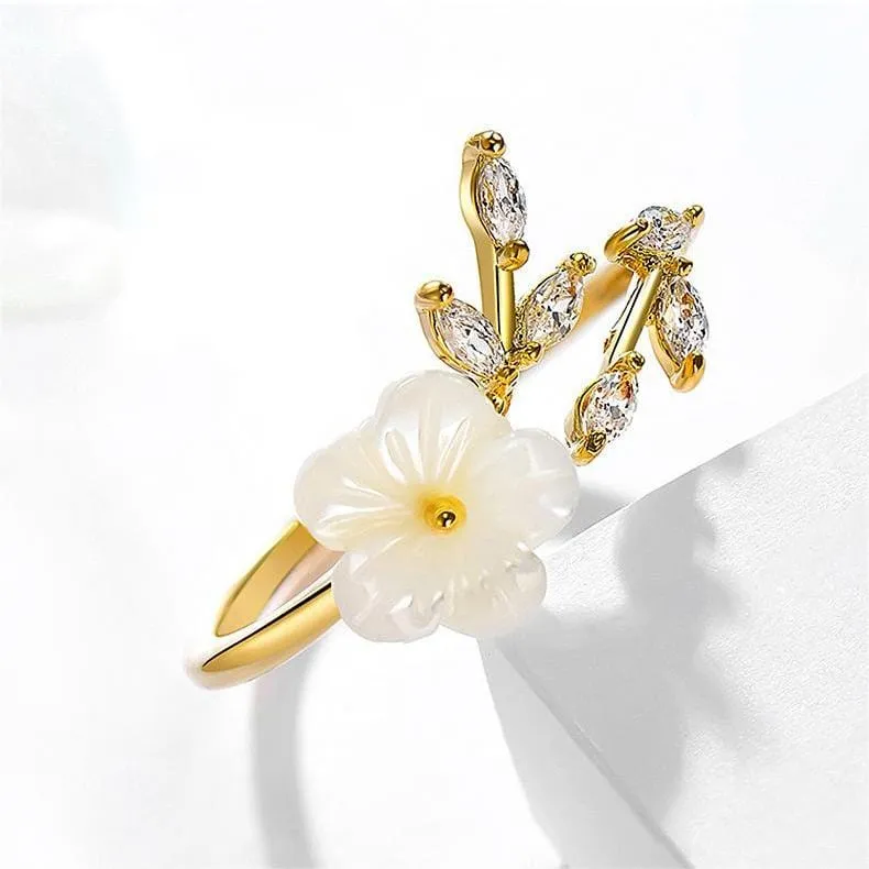 Natural Pearl Shell Flower Ring