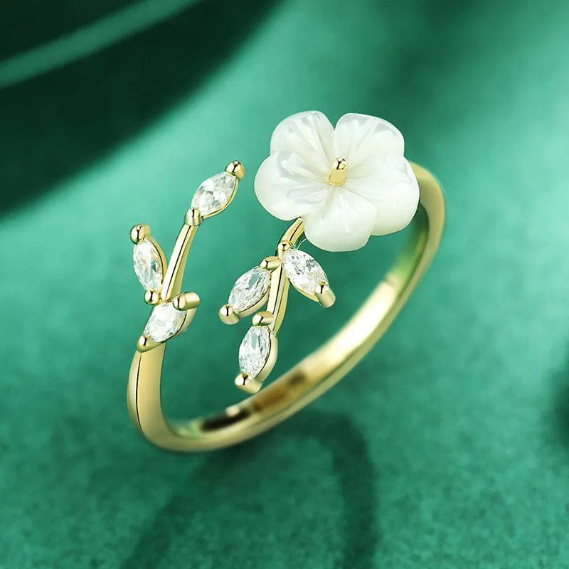 Natural Pearl Shell Flower Ring