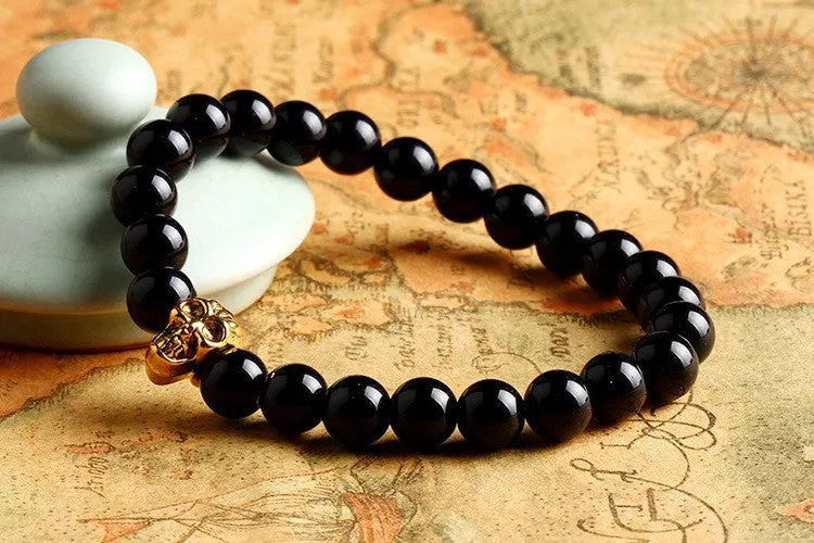 Natural Stone Skull Bracelets& Bangles Beads Buddha Charm Bracelet For Women Bracciali Pulseras Men Jewelry