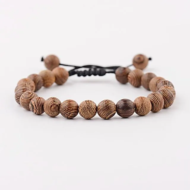 Natural Wood Bead Yoga  Bracelet