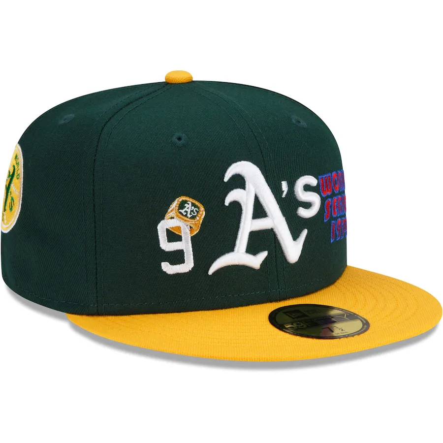 Oakland Athletics New Era Green 9x World Series Champions Count the Rings 59FIFTY Fitted Hat