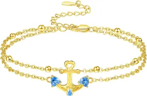 Palpitate Anchor Anklets for Women Sailor Anchor Nautical Ankle Bracelet 925 Sterling Silver Anchor Jewelry Gifts for Women