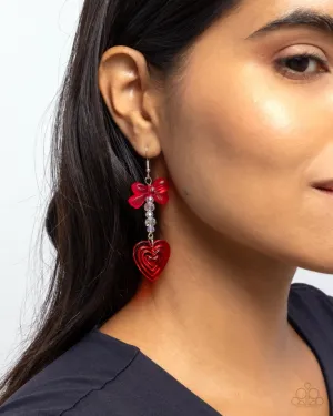 Paparazzi Earring ~ Feminine Freefall - Red