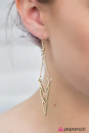 Paparazzi Earring ~ Take The Spear - Gold