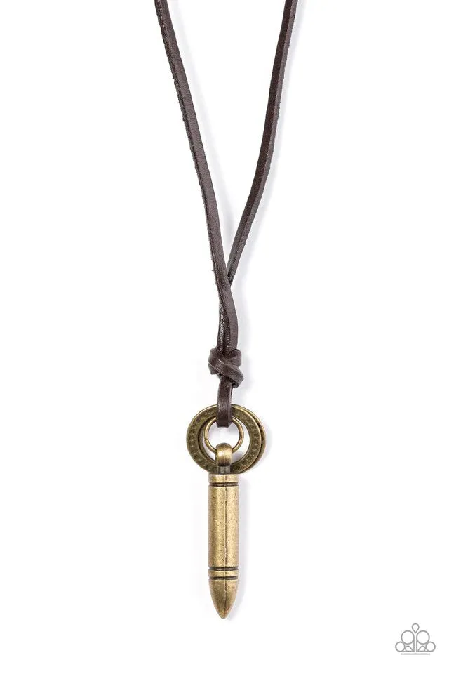 Paparazzi Necklace ~ Lucky Shot - Brass