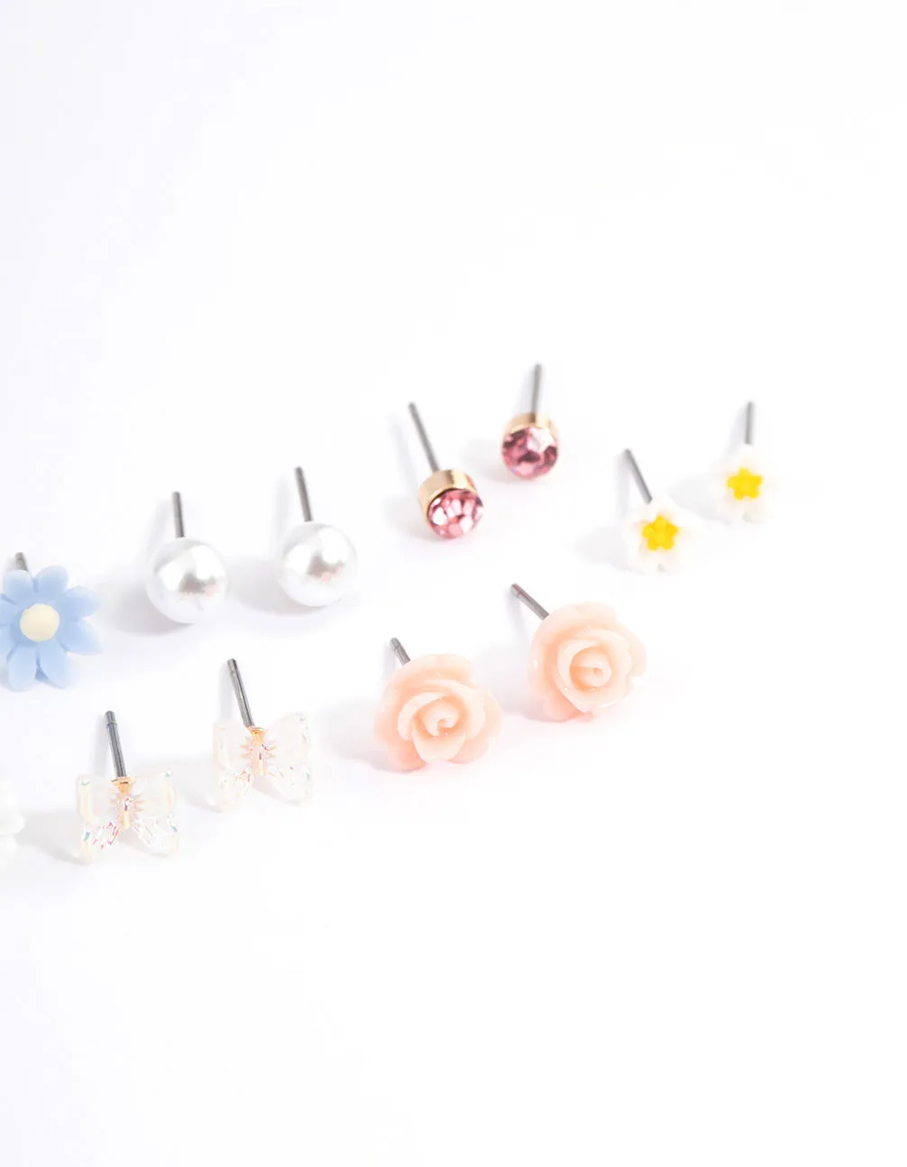 Pastel Mixed Flower Earrings 8-Pack