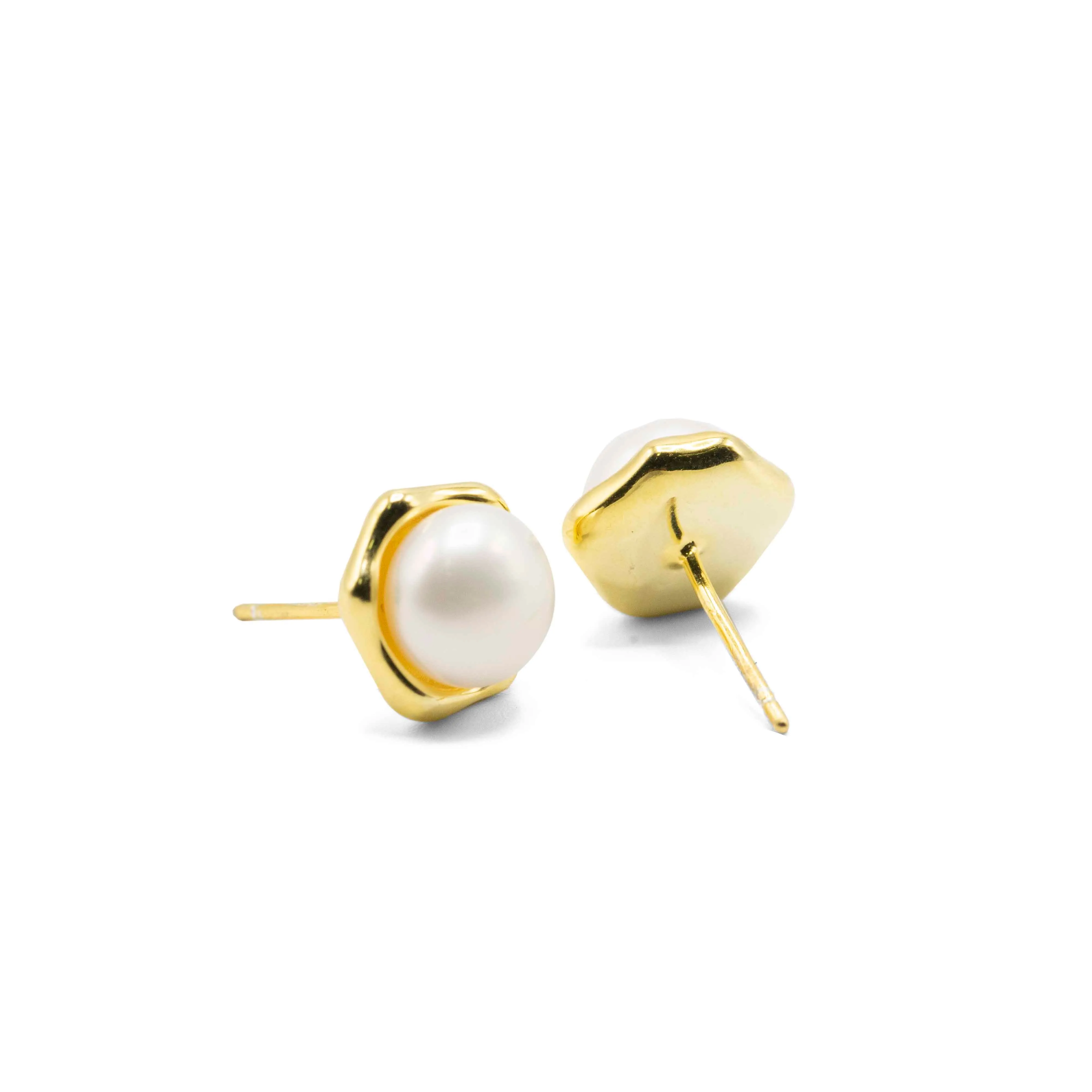 Pearl Studs - Gold Vermeil