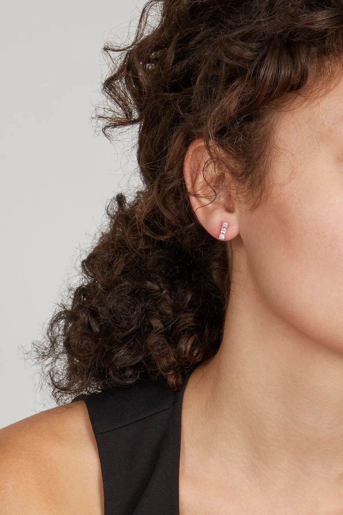 Pink Sapphire Bar Studs in 14k Yellow Gold