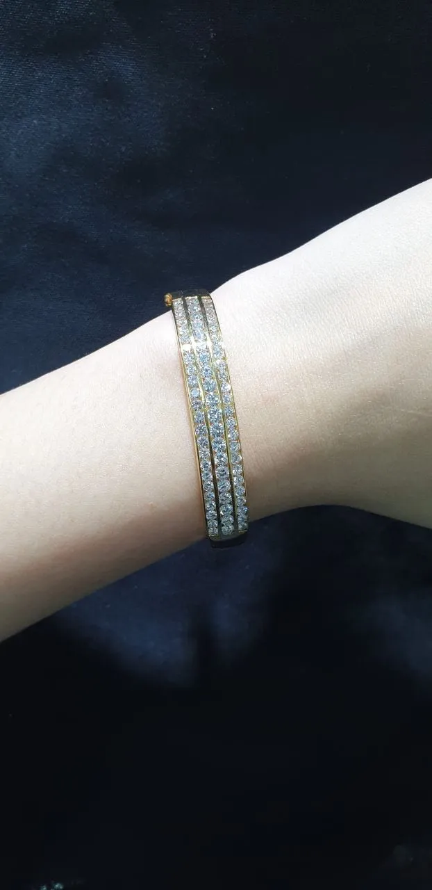 PREORDER | Golden Channel Setting Layered Paved Diamond Bangle 14kt