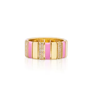Radiance Diamond & Pink Enamel Ring