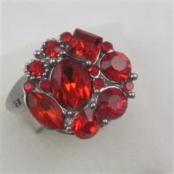 Red Multi Crystal Fashion Ring Size 7
