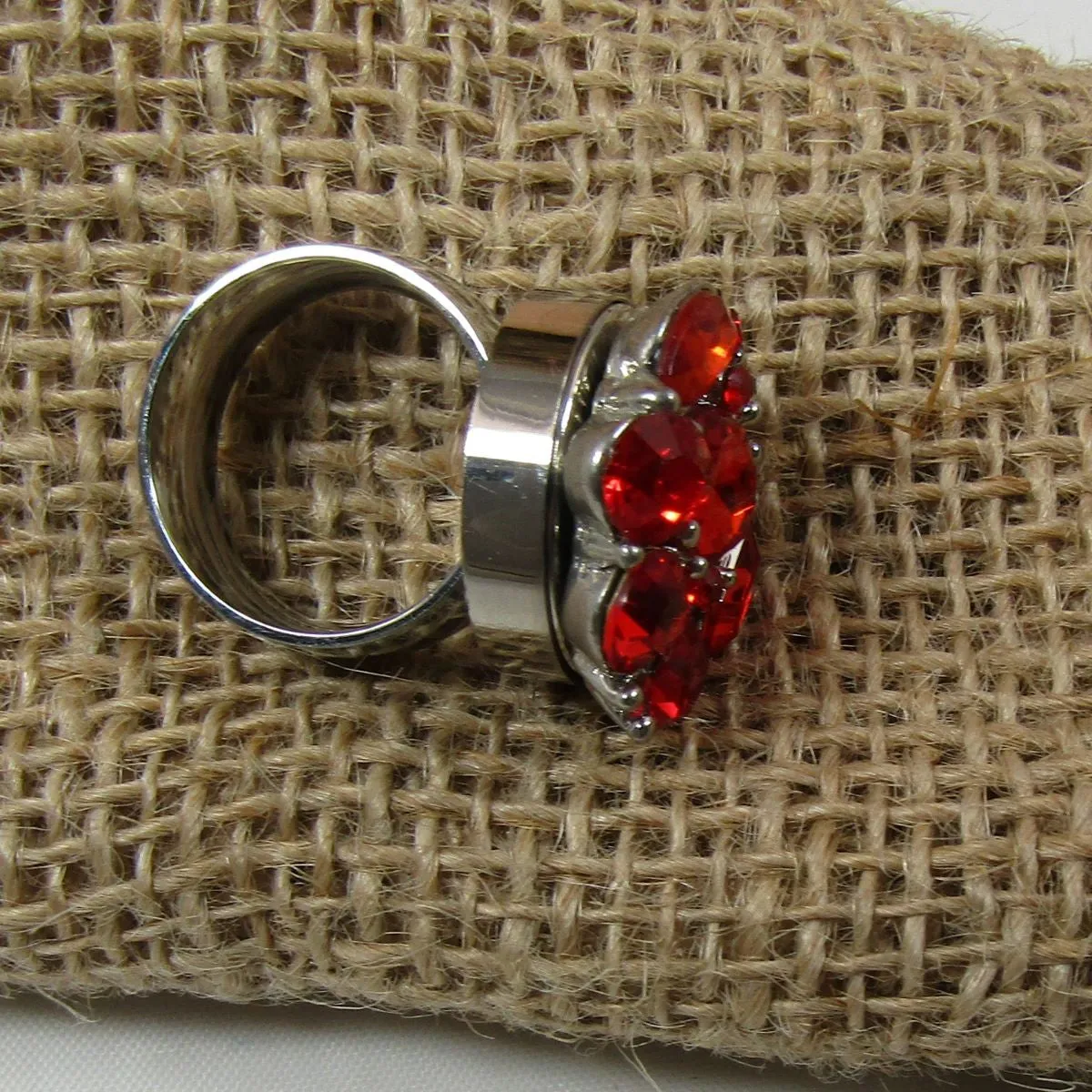 Red Multi Crystal Fashion Ring Size 7