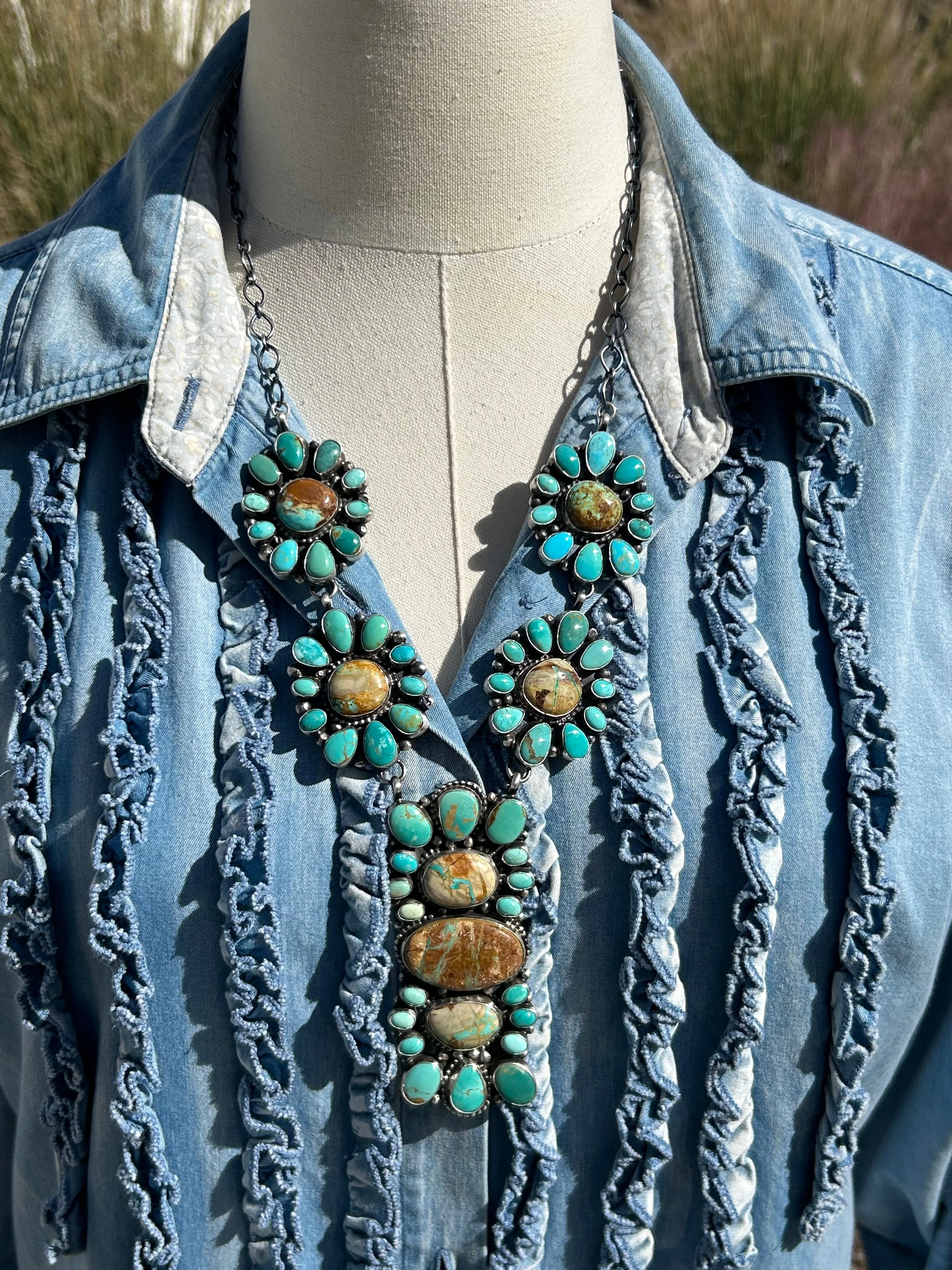 Ribbon Turquoise Necklace Set